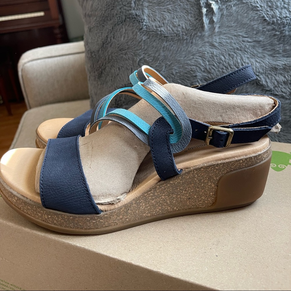 New El Naturalista leather wedge sandals 5019 LEAVES  sz 8 39